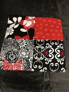 Handmade Pot Holders Trivets Red Black Flowers - Picture 1 of 3