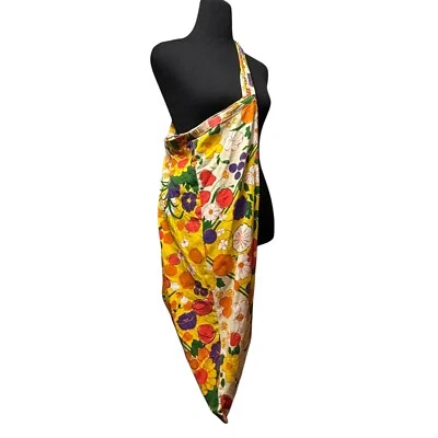 Bolso de Hombro Hecho a Mano Años 70 De Colección Enorme MCM Vibrante Amarillo Floral Harina Saco Foto 1 de 4