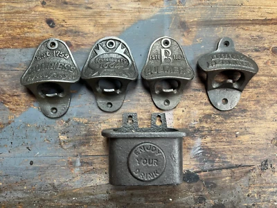 Cast Iron Bottle Opener With Cap Catcher  Wall Mounted Home & Garden Retro Bar - Image 1 of 4