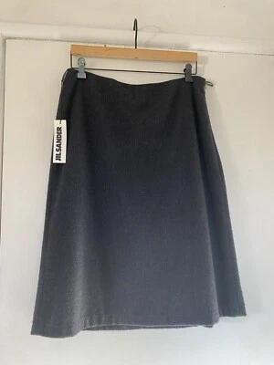 Jil Sander Gray Wool Lined A Line Skirt | 40 Corpcore Minimalism Timeless - Image 1 of 4