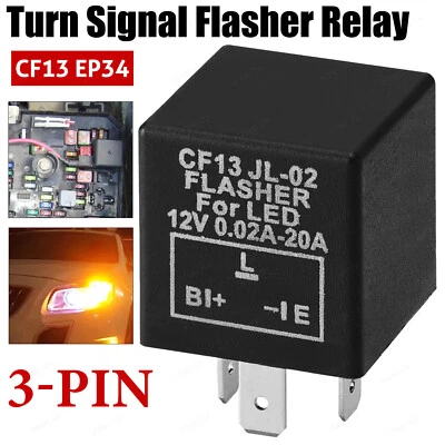3 Pin Car Flasher LED Relay Fix Light Hyper Flash Turn Signal Decoder CF13 EP34 Foto 1 de 4