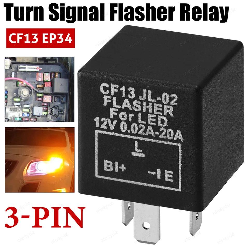 3 Pin Car Flasher LED Relay Fix Light Hyper Flash Turn Signal Decoder CF13 EP34 - Image 1 of 4