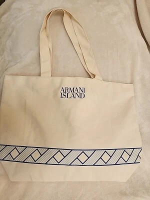 Bolso de compras grande de playa Giorgio Armani Fragrances Island beige azul Foto 1 de 4