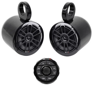 MB QUART GMR1.5S2B Marine Gauge Bluetooth Receiver+(2) Black 6.5" Tower Speakers - Picture 1 of 12