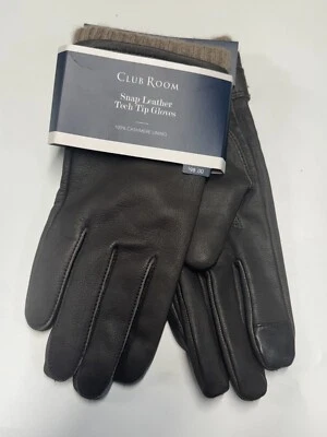 Club Room Men's Gloves  Medium Leather Cashmere size Brown Touchscreen - Image 1 of 4