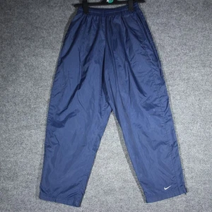 Vintage Nike Pants Youth Large Blue Y2K Swoosh Running Lined Nylon Leg Zipper - Picture 1 of 6
