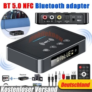 Bluetooth 5.0 Émetteur Récepteur NFC Adaptateur Sans Fil AUX vers 2 RCA Audio - Photo 1/14