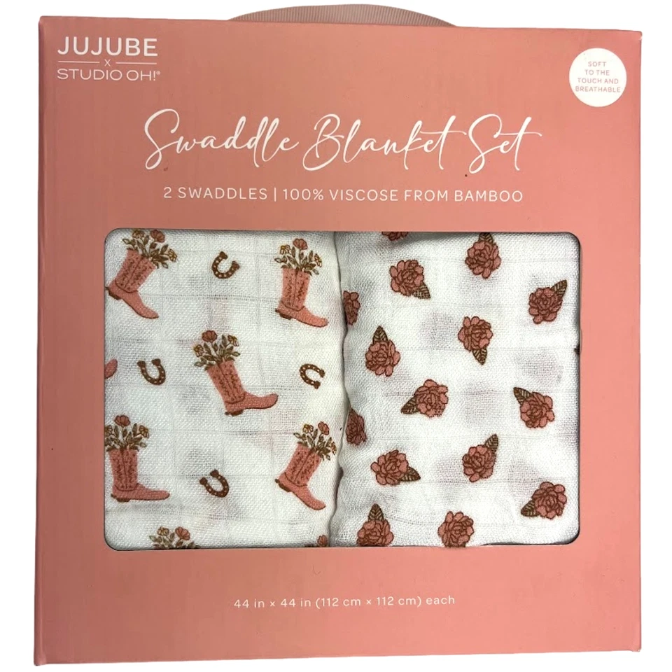 JuJuBe Bebé Bambú Envoltura Manta Conjunto Vaquera Botas Flor Caballo Lote Viscosa Nuevo con Etiquetas Foto 1 de 3