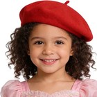 IZUS Toddler-Boys French Berets Mime-Hats Wool-Blend Artist 4-8 Years Solid Red