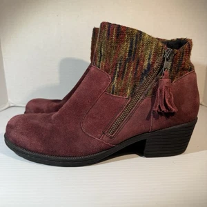 Geboren Damen Char rot abgenutzt Wildleder Boho Reißverschluss Stiefeletten Größe 8 - Bild 1 von 14