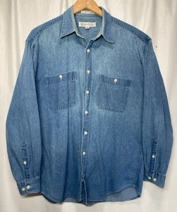 Denim Men's Long Sleeved Shirt Perry Ellis Vintage - Picture 1 of 6