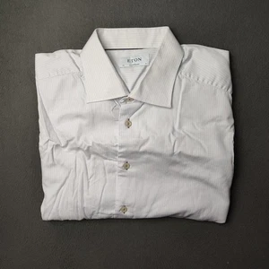 Eton Shirt Mens 17 43 Micro Stripe Signature Twill Contemporary Long Sleeve - Picture 1 of 12