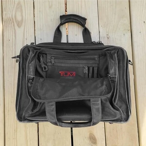 TUMI mallette en cuir nappa sac messager noir multi poches ordinateur portable vintage - Photo 1/6
