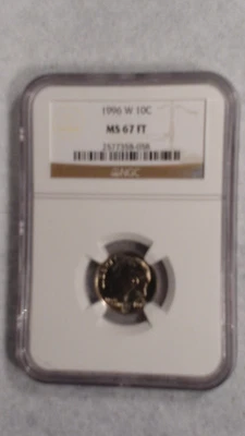 1996 W ROOSEVELT DIME NGC MS67 FULL TORCH SUPERB GEM UNCIRCULATED 10C Coin! - Image 1 of 4