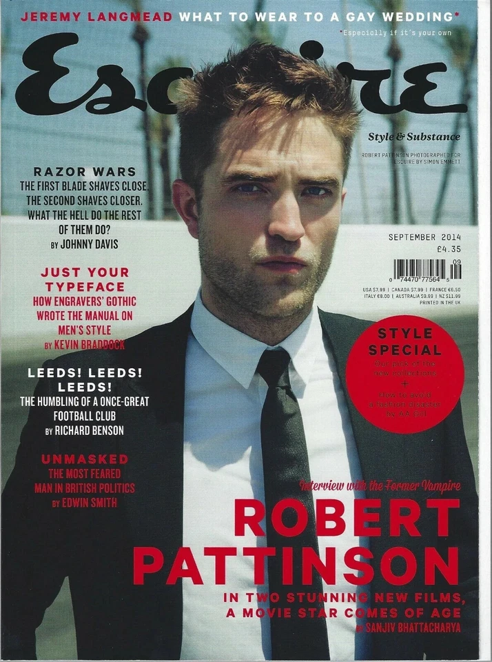 ROBERT PATTINSON ESQUIRE MAGAZINE UK SEPTEMBER 2014 💲 Foto 1 de 1
