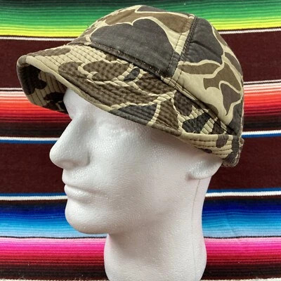 Vtg Duck Bay Mens Ear Flap Camo Hunting Hat Foam Insulated Cap Outdoors 23” Diam - Image 1 of 4