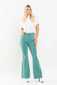 Judy Blue High Waist Tummy Control Topaz Dyed Flare Jeans -88804 - Picture 1 of 9