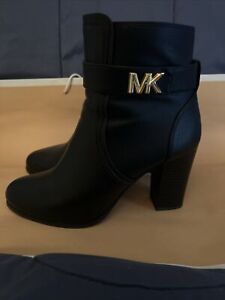 Michael Kors Womens Jilly Faux Leather Ankle Boots Black, Sz 8
