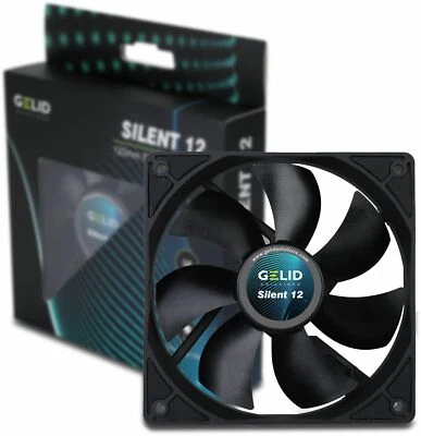 Gelid Solutions Silent 12 Black 120mm Quiet PC Case Fan 3-Pin 40.3 CFM 20.2 dBA - Image 1 of 4