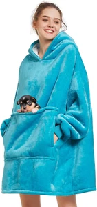Wearable Blanket Hoodie - Warm Sherpa Blanket Sweatshirt as Gifts for Adult Wome - Picture 1 of 7