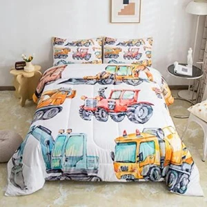 Erosebridal Kids Excavator Comforter Set Twin Size, Retro Truck Down Comforter - Picture 1 of 6