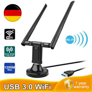 1200 Mbps WLAN Adapter USB 3.0 Stick WiFi Dual 5GHz Dongle Antenne PC win 10, 11