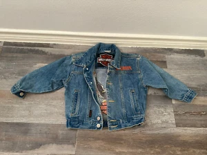 Harley Davidson Youth Kids Size 5 Blue Jean Denim Patch Embroidered Jacket - Picture 1 of 3