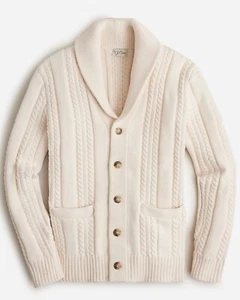 J. Crew Herren Heritage Baumwolle Cardigan Pullover Blumenkohl weiß - $ 158 neu mit Etikett - Bild 1 von 1