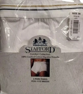 6 Pack Vtg Stafford Comfort Collection Men's Full Cut Briefs Sz 36 New Deadstock - Bild 1 von 7
