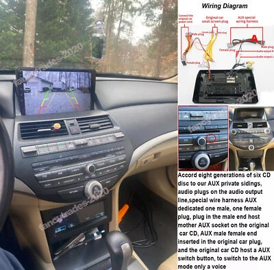 ANDROID 13 APPLE CARPLAY FOR 2008-2013 HONDA ACCORD CAR STEREO 4+64GB RADIO GPS - Image 1 of 4