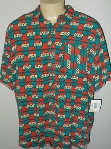 USA Red and Blue Short Sleeve Button-Front Shirt Men 3XL NEW - Picture 1 of 6
