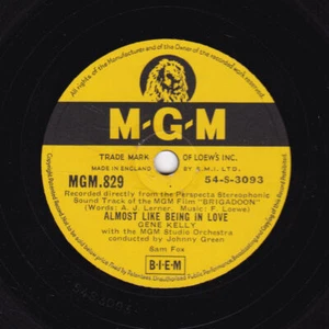 GENE KELLY MUSICAL 78 ALMOST LIKE BEING IN LOVE ( from BRIGADOON) UK MGM 829 E- - Picture 1 of 2