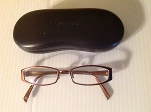 AUTHENTIC VERA WANG EYEGLASSES V141 CP Copper Tone Metal Plastic RX Frames Brown - Picture 1 of 12