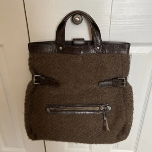 Bolso de Mano Foley+Corinna Mid City Tejido Plegable Marrón 16"Hx17"Wx4"D~VER FOTOS~ - Imagen 1 de 12