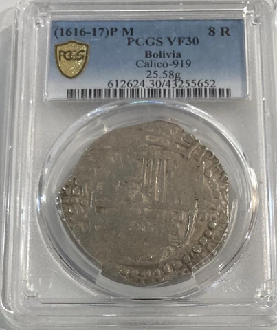 RARE SHIPWRECK 1616-7 BOLIVIA 8 REALES SILVER COIN🔥PCGS VERY FINE! 400 yrs old! Cover