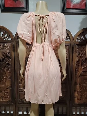 Vestido Ya Los Angeles Rosa Fluido Talla S Boho Campesino Manga Globo #W4 Foto 1 de 4