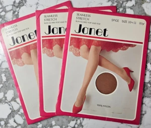 Juego de 3 medias elásticas 1967 de Janet 2 Spice 1 pie beige talla 10 1/2 - 11 - Imagen 1 de 3