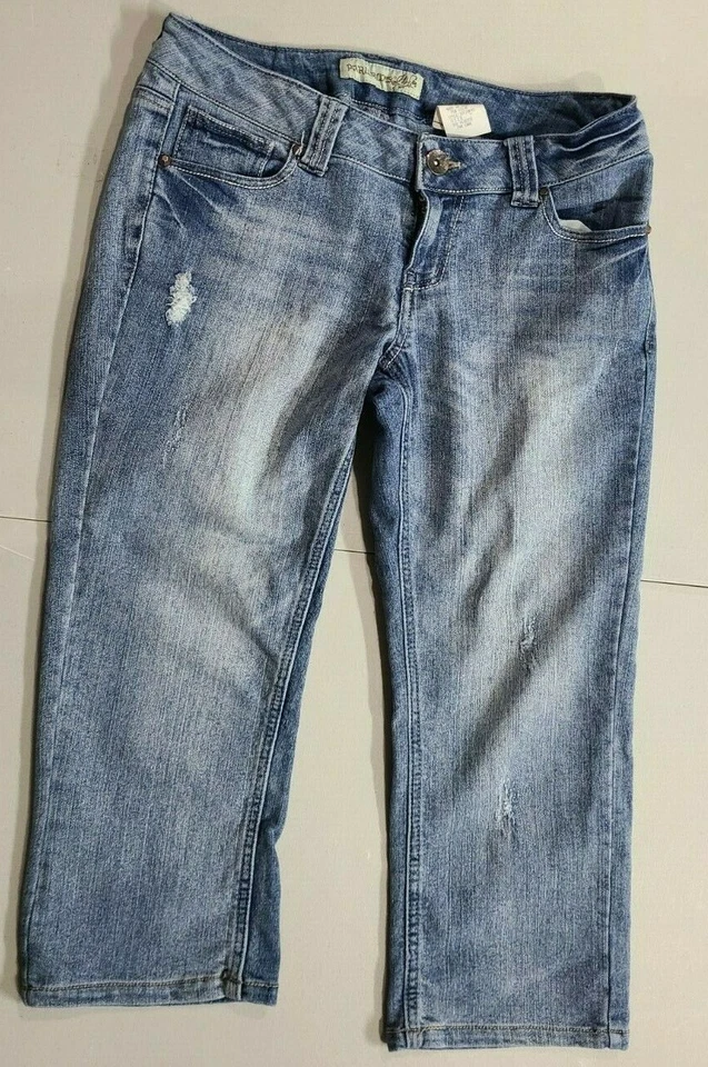 Pantalones de mezclilla Paris Blues Capris Junios talla 7 (32x20) azul desgastados Foto 1 de 4