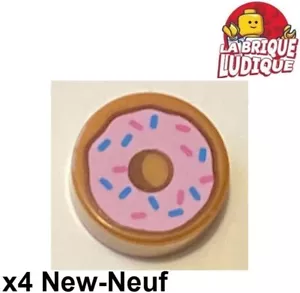 Lego 4x Tile Round Decorated 1x1 Donut Cake Vermicelli Sprinkle 98138pb182 - Picture 1 of 1