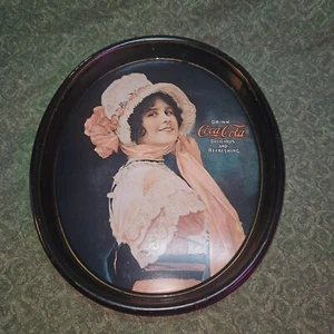 Vintage 1972 Coca-Cola Reproduktion von 1914 Betty Girl ovales Tablett (YT5) - Bild 1 von 5