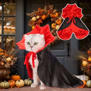 Halloween Pet Cat Dog Vampire Cape Cloak Hut Cosplay Kostüm Kostüm Teil Я С - Picture 1 of 15