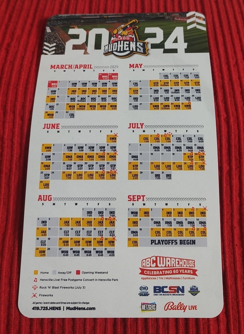 baseball-original-vintage-sports-schedules-toledo-mud-hens-for-sale-ebay