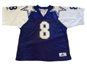 Vintage Troy Aikman Dallas Cowboys Jersey Sz XL Apex One 90s NFL #8 White Blue - Picture 1 of 8
