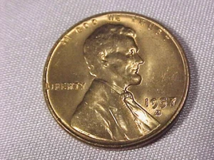 1957 D US Lincoln Penny Error - Picture 1 of 8