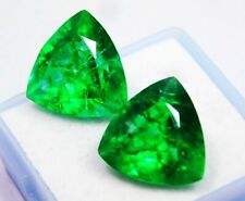 CERTIFIED Natural Earring's Pair Zambian Green Emerald Loose Gemstone 7 To 8 Ct