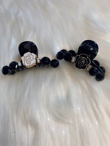 2 X Camellia Flower Hair Claws Black White Girls Crab small Clips Accessories - Picture 1 of 5