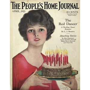 1923 The People's Home Journal Original Full-Color Magazine Cover Birthday Cake - Imagen 1 de 2