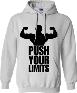 PUSH YOUR LIMITS Hoodie Gym Fitness Body Muscle Hard workout Abs Funny Novelty - Picture 1 of 16