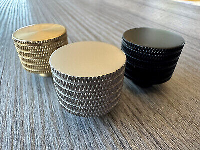 Knurled Cabinet Knob Large Round Solid Brass