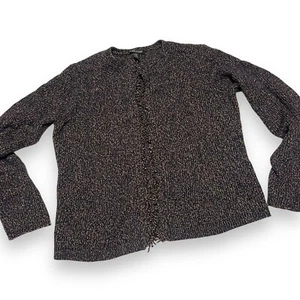 Blazer Suéter Tejido Eileen Fisher Talla XS Marleado Borde Deshilachado Azul Marino - Imagen 1 de 7
